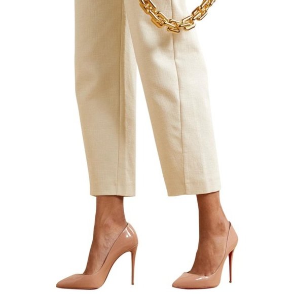 CHRISTIAN LOUBOUTIN Neutral Pigalle Follies 100 Patent Leather Pumps Heels